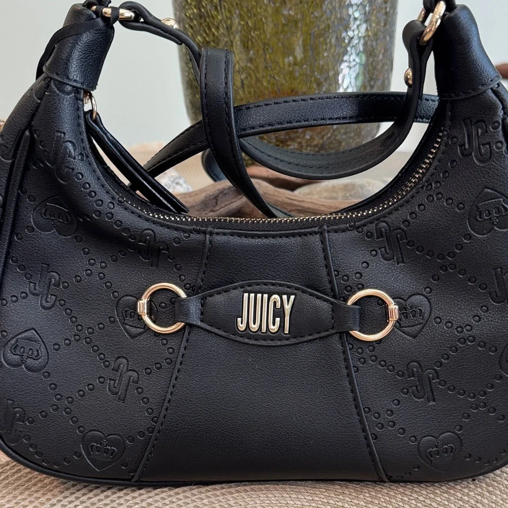 Juicy Couture Black Embossed Hobo with Gold Hardware NWT - Picture 2 of 4